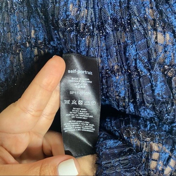 Self-Portrait Navy Metallic Pattern Mini Dress - Picture 12 of 13